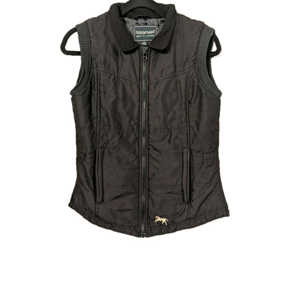 Women XS Horseware Black Riding Equestrian Puffer Vest‎ Zipper Farm Barn Ranch